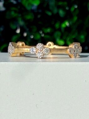Frieda Rothman Pavé Clover Stacking Ring Eternity Band in Gold & Sterling Silver